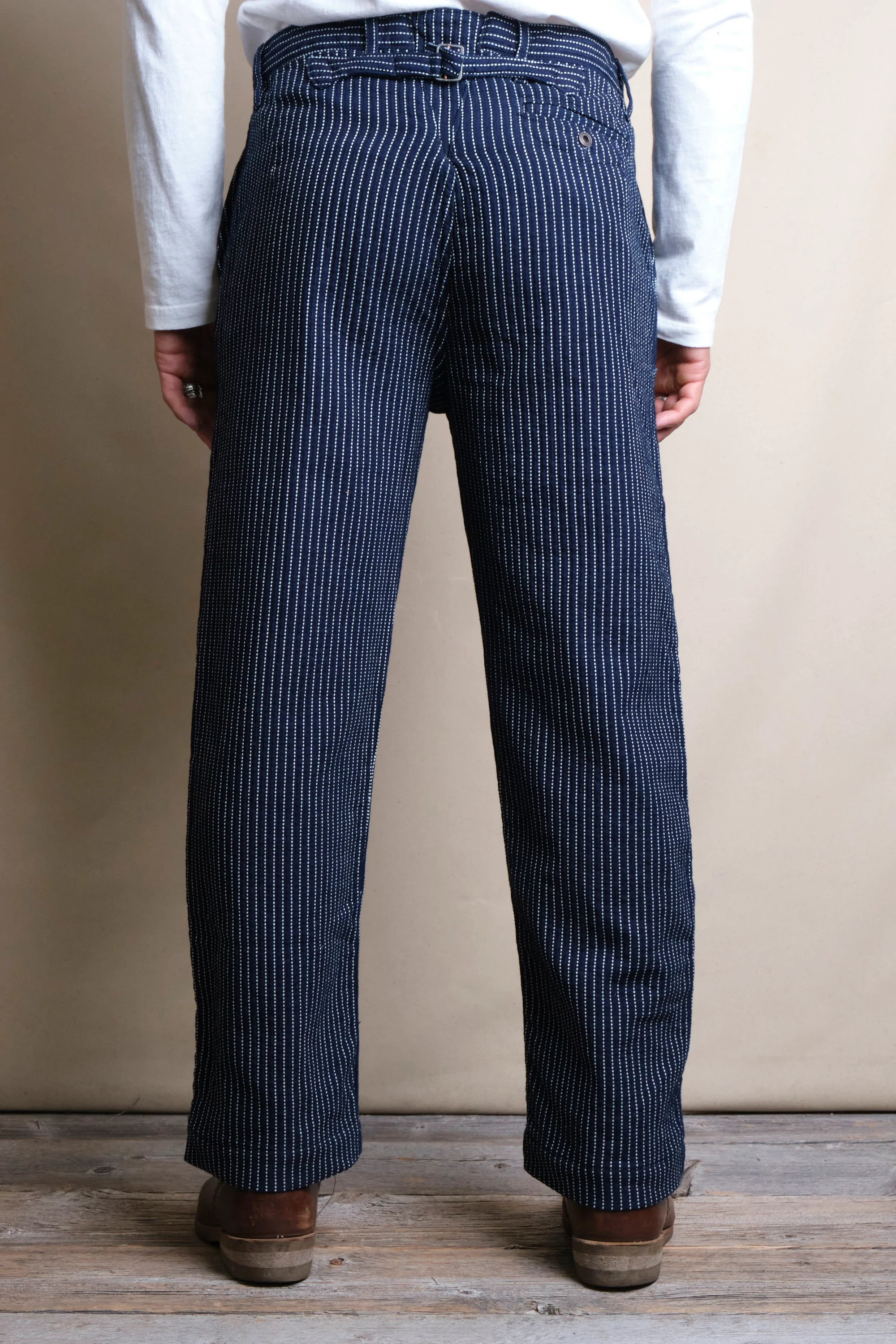 Western Pant Blue Dobby Stripe - Image 4