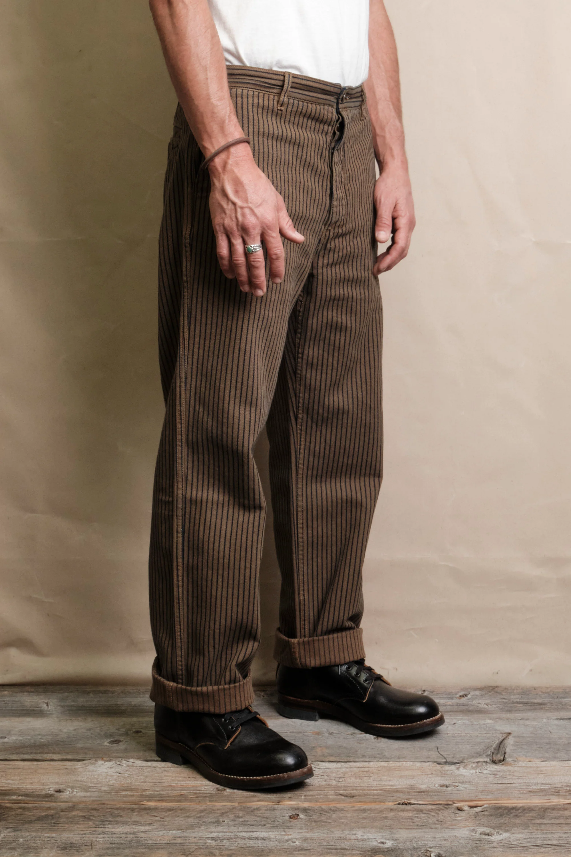 Western Pant Brown Herringbone Dobby - Image 3
