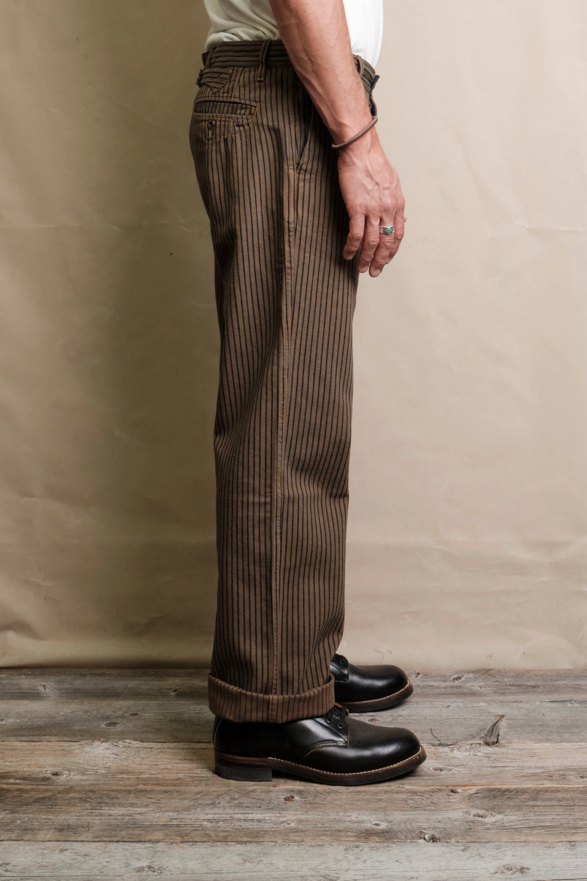 Western Pant Brown Herringbone Dobby - Image 4