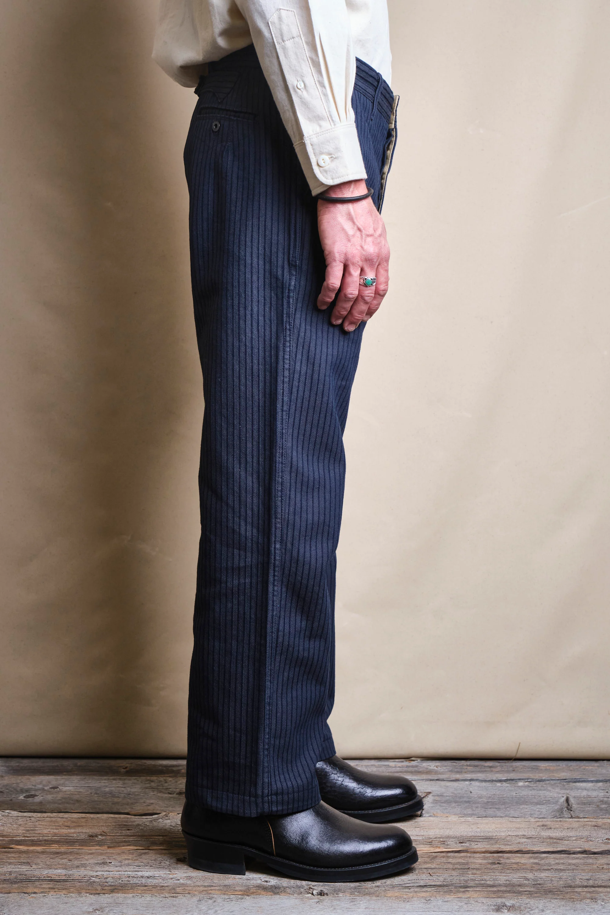 Western Pant Indigo Herringbone Dobby - Image 3