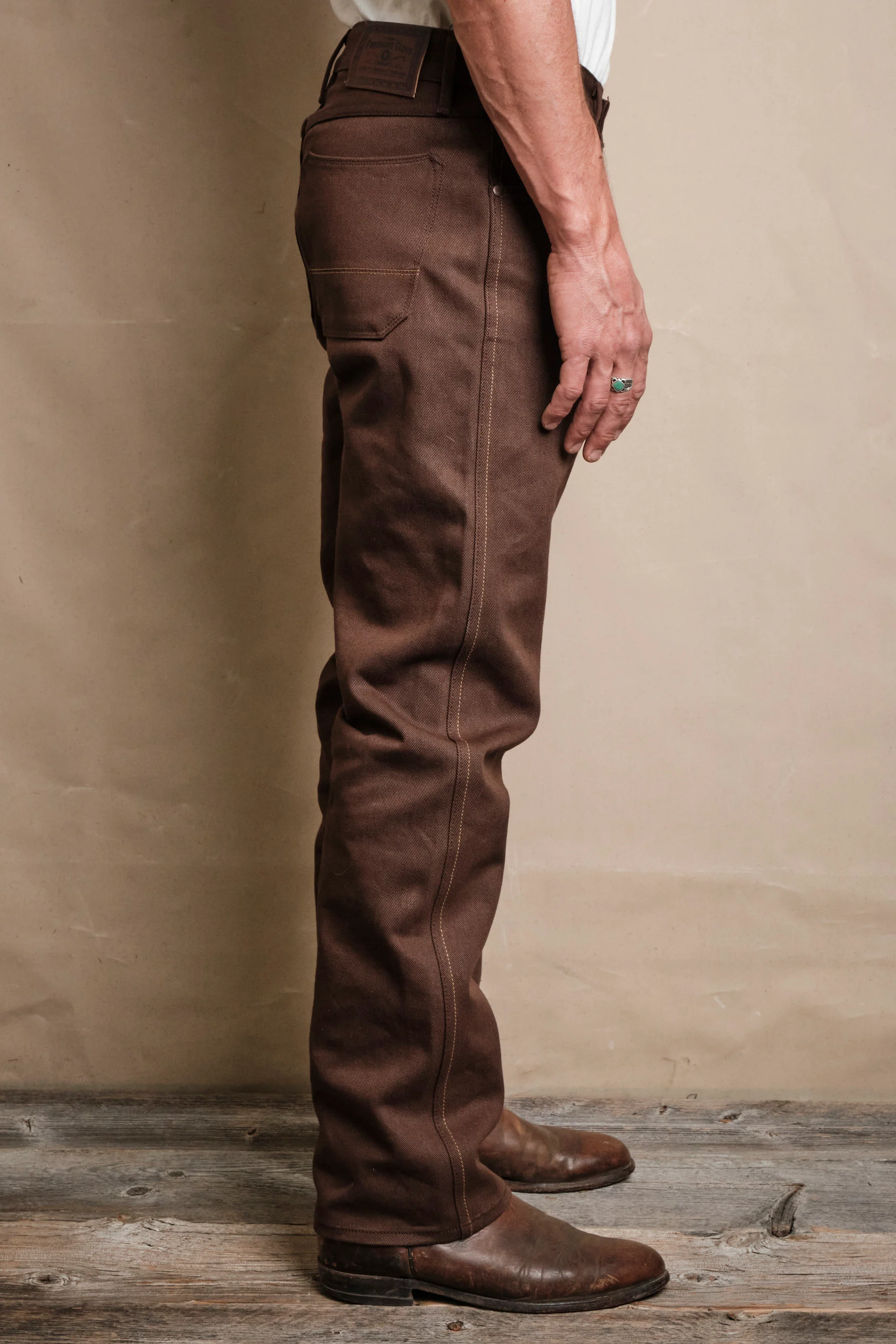 Wilkes Western 15 Ounce Dark Brown Denim - Image 3