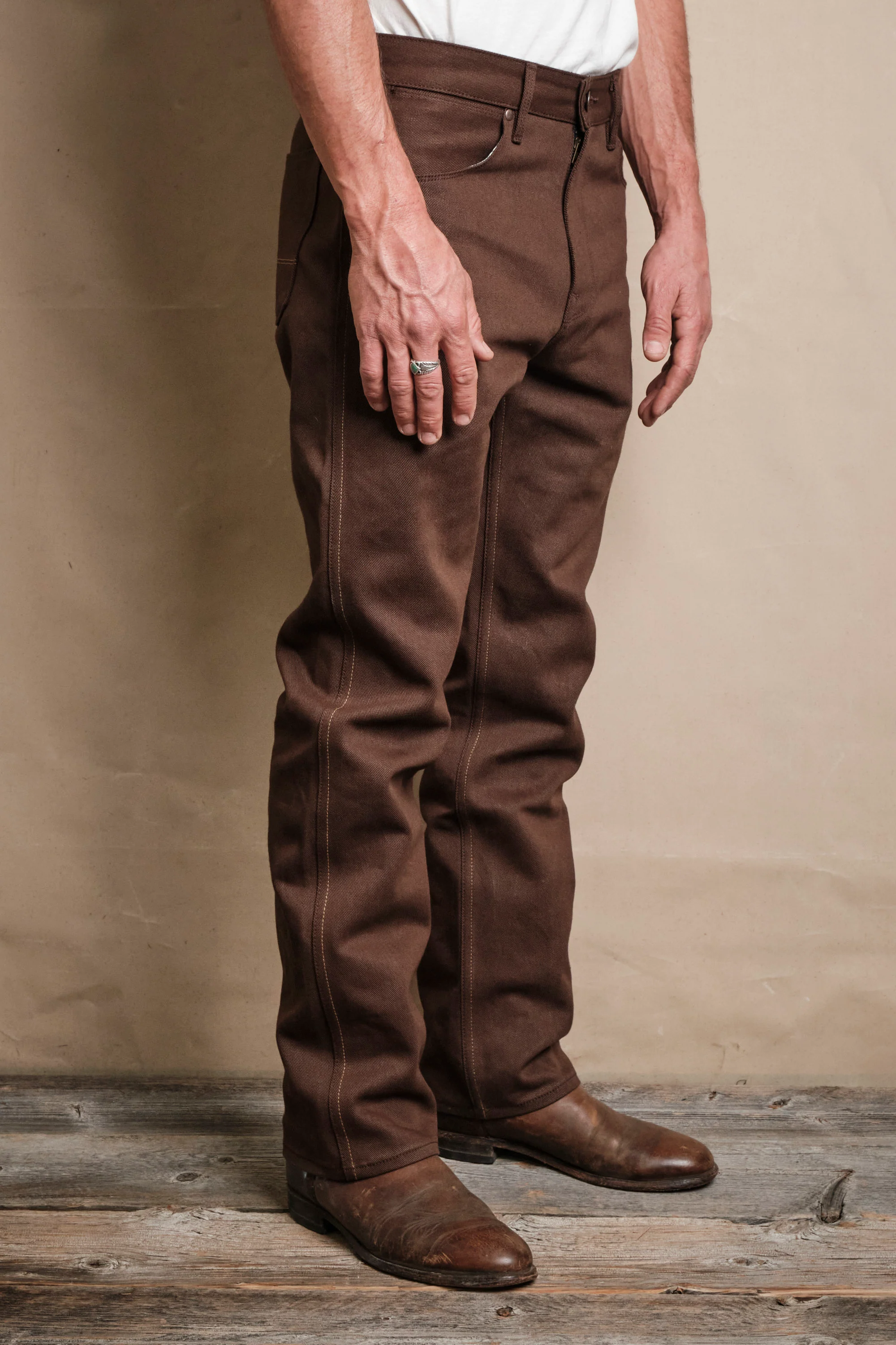 Wilkes Western 15 Ounce Dark Brown Denim - Image 4